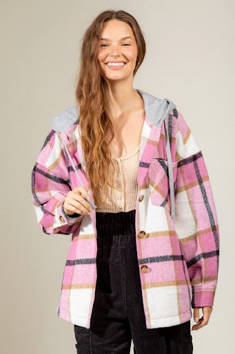 Title 8, Womens Fashion Hooded Plaid Shirt Woolen Coat,...