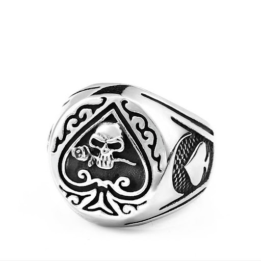 Title 3, Black Heart Vintage Stainless Steel Ring. Styli...