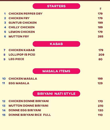 Donne Biryani House menu 