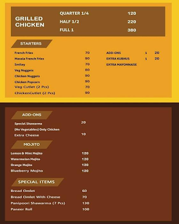 Zwarma menu 