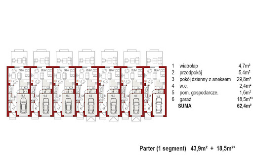 Diana A zestaw 7 segmentów - Rzut parteru