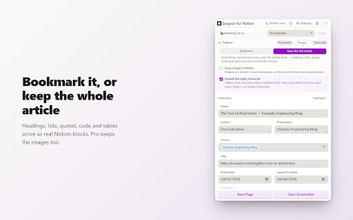 Dogear for Notion — Web Clipper screenshot 2