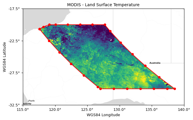 MODIS tile with a spacing of 200,000 meters. In this example there is no longer a cluster of points in the northwest corner when densifying by distance.