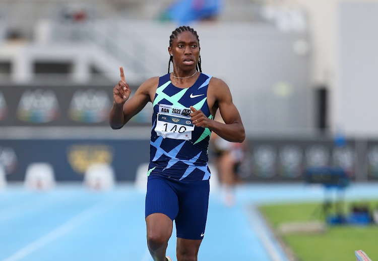 Caster Semenya wins the women’s 3,000m on leg 2 of the ASA Athletics Grand Prix Series at Green Point Stadium in Cape Town on March 23 2022.