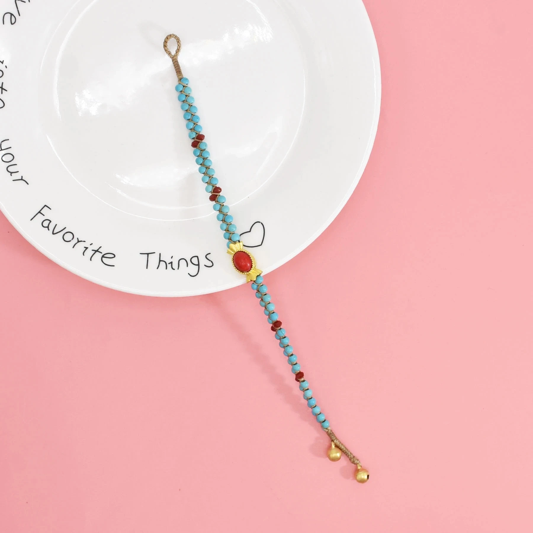Title 1, Boheems etnische handgeweven armband met bellet...