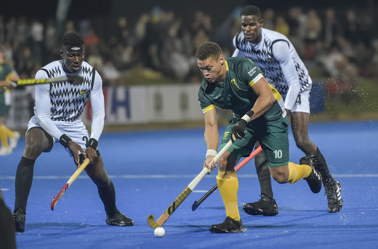 Keenan Horne on the charge for South African in their qualifying tournament semifinal against Ghana in Pretoria on Friday.