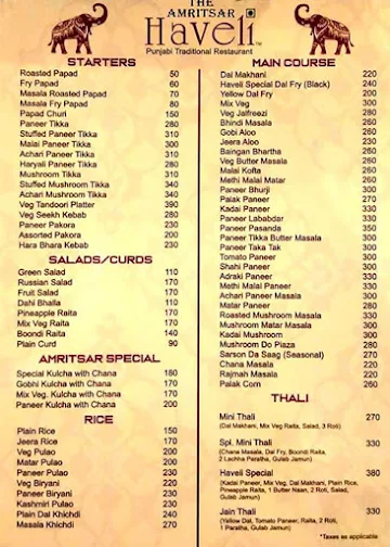 The Amritsar Haveli menu 