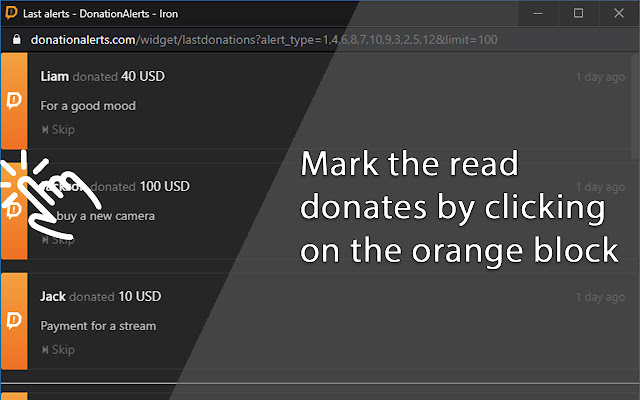 Hide read donates for DonationAlerts chrome extension