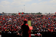 It was a sea of red on Friday when EFF leader Julius Malema addressed supporters at an election rally in the Mosiliki section of Katlehong.