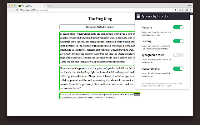 Typography Inspector chrome extension