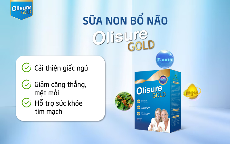 Sữa non bổ não Olisure hỗ trợ cải thiện mất ngủ, đau đầu, sa sút trí tuệ ở người trưởng thành