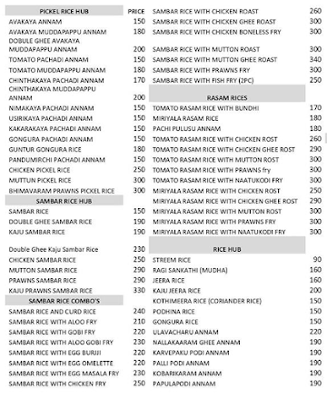 Konaseema Ruchulu menu 