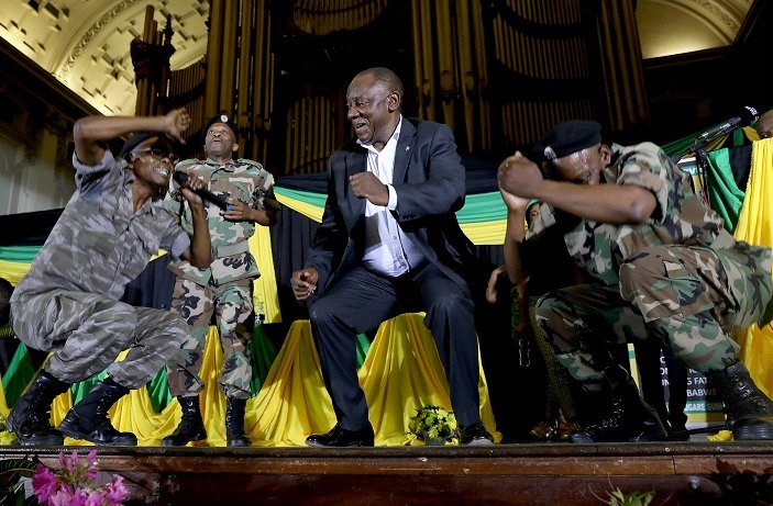 President Cyril Ramaphosa at an ANC KwaZulu-Natal memorial service for late former Zimbabwean president Robert Mugabe in Pietermaritzburg on Friday.