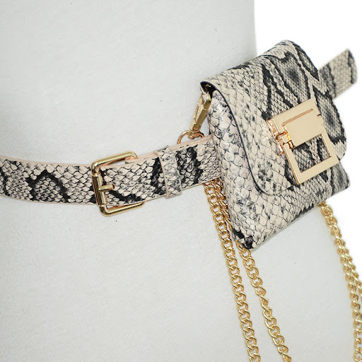 Title 11, All-match snake pattern shoulder bag with decor...
