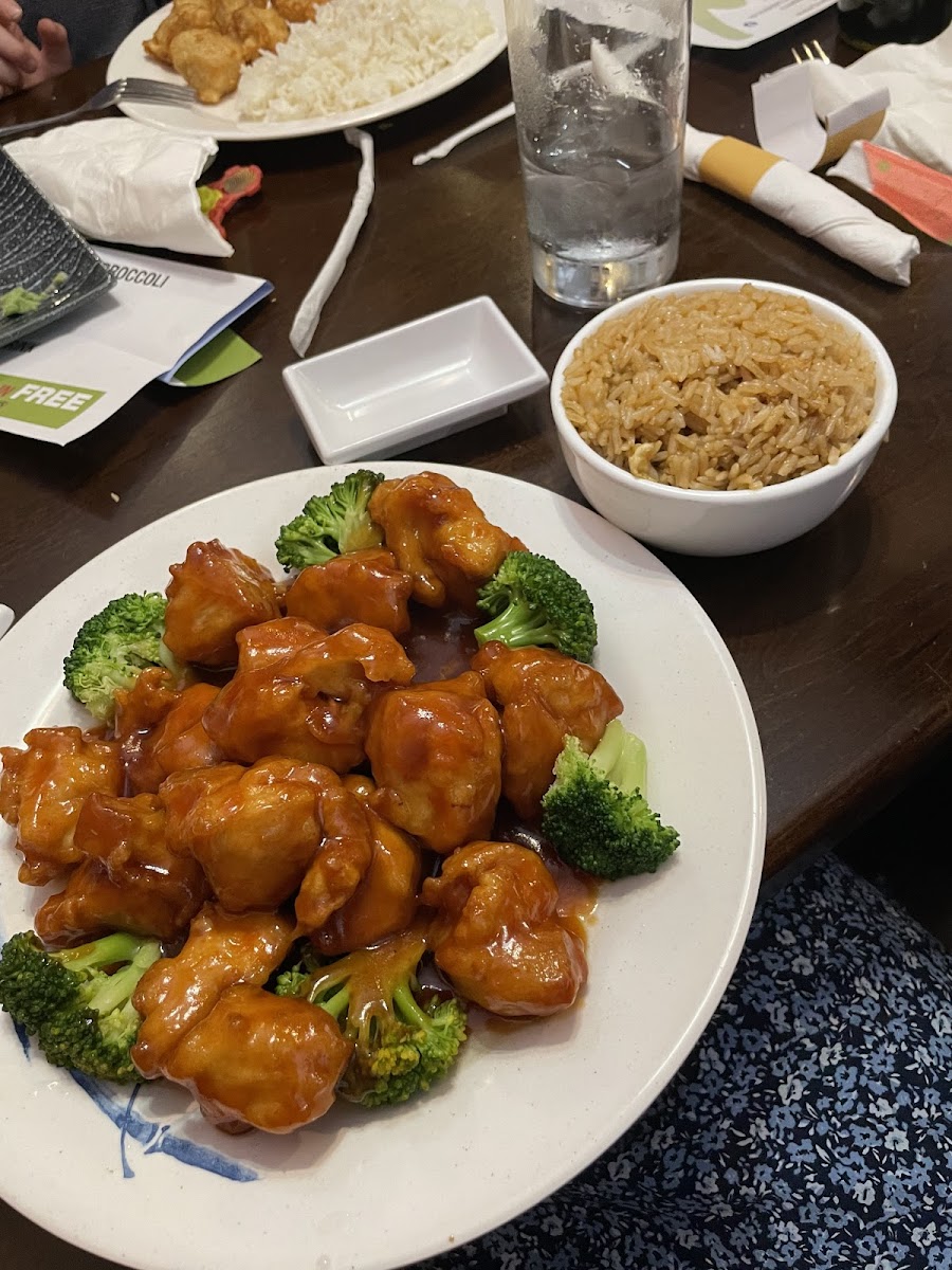 GF general tsos chicken and fried rice