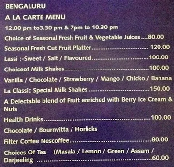 Bengaluru Restaurant menu 