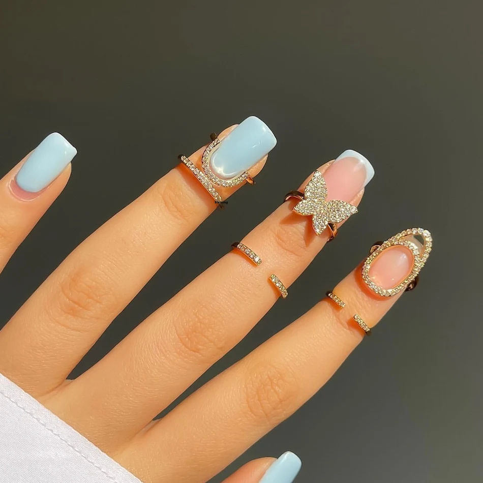 Anel de Ponta de Unha Postiça Removível com Micro Zircônia, Chegada Nova, Personalidade Graciosa, Use e Abuse da Elegância!