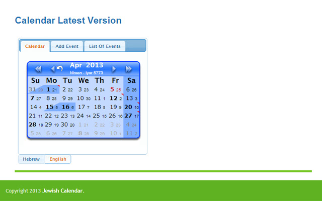 Jewish - Gregorian Calendar (JewishCal) chrome extension