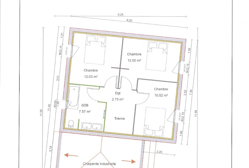  Vente Terrain + Maison - Terrain : 231m² - Maison : 90m² à Décines-Charpieu (69150) 