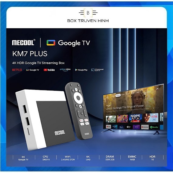 Android Box Mecool Km7 Plus, Cpu S905Y4, Ddr4 2Gb, Rom 16Gb, Remote Voice, Android Google Tv 11 Ce, Wifi 2.4/5Ghz