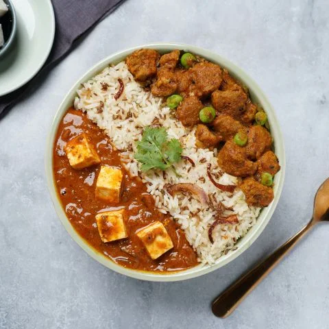 Kadhai Paneer, Soya Masala Sabzi & Jeera Pulao