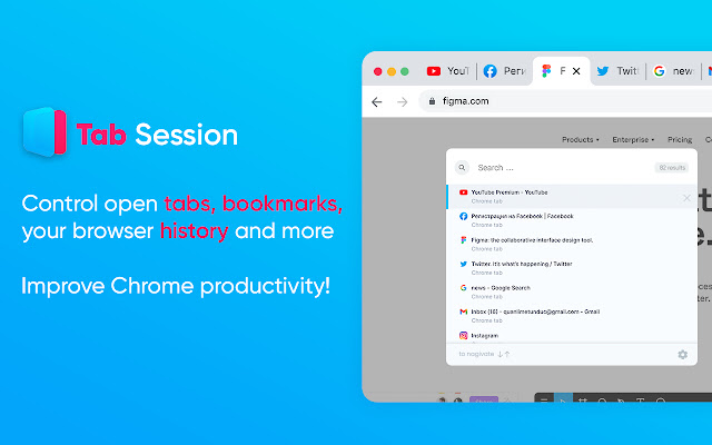 Tab Session - history, tabs and bookmarks chrome extension