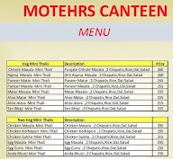 Mothers Canteen menu 1