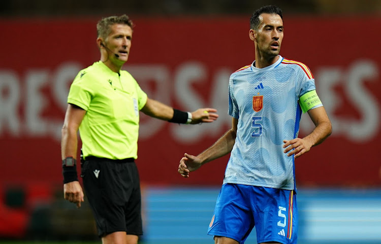 Sergio Busquets of Spain during the Uefa Nations League match against Portugal at Estadio Municipal de Braga in Braga, Portgual on September 27 2022.