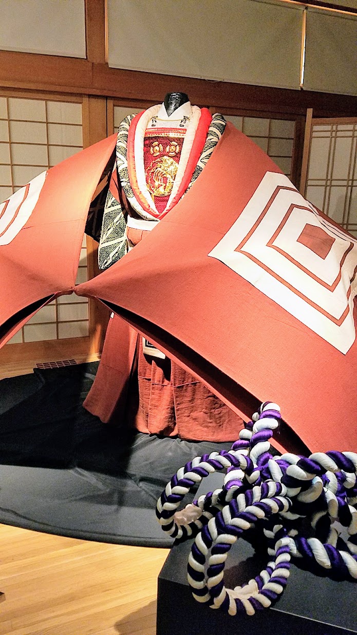 Visiting the Portland Japanese Garden - Kabuki Costumes that were on exhibit in The Pavilion during our visit