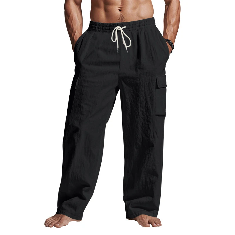 Pantalones Anchos Casuales de Moda con Múltiples Bolsillos y Pierna Ancha, Comodidad y Estilo para un Look Moderno y Funcional.