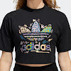 love uniteds crop trefoil short sleeve t-shirt black / multicolor w