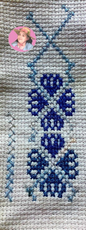 Guia de flores azules en punto de cruz 