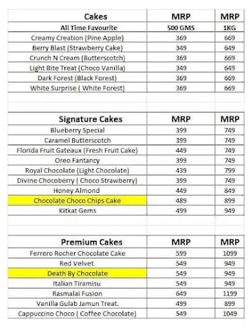 Winni Cakes & More menu 