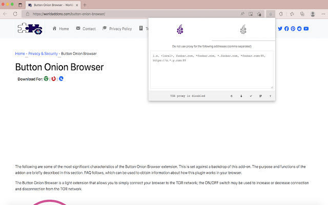 Onion Browser Button chrome extension