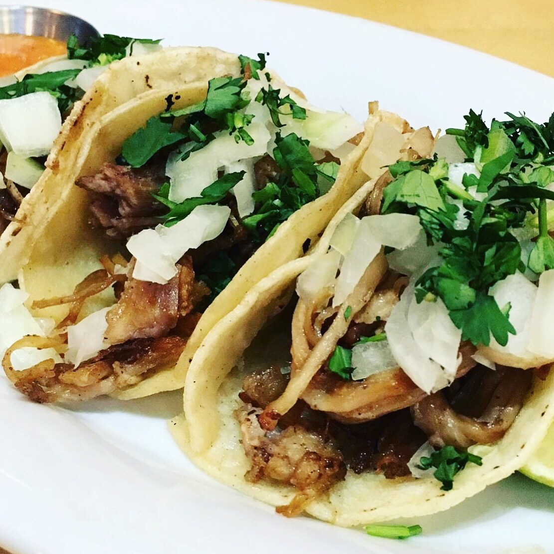 On Thursdays and at happy hour (3-5 pm) Abe’s has authentic Mexican Tacos on a corn tortilla: carnitas, braised brisket and bbq chicken selection. Gluten free!