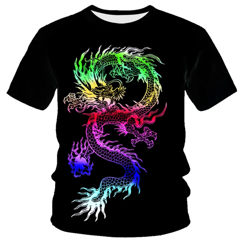 Camiseta masculina Manga Curta Gola Redonda com estampa digital 3D Série Dragon. Conforto e estilo incríveis para você.