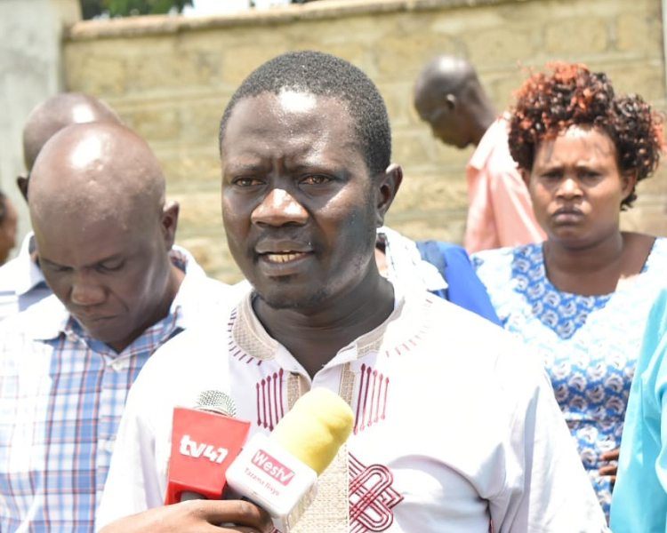 Bungoma South KNUT Chairperson Augustine Watamba at Bungoma County Referral Mortuary on April 2,2024.