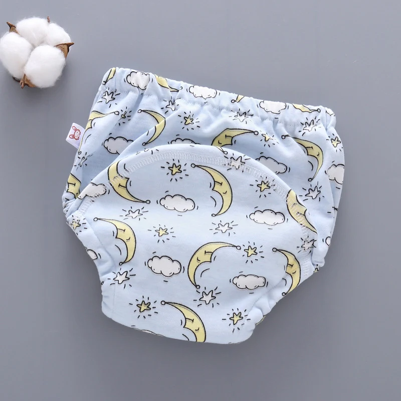 Baby washable 6-layer gauze training pants for comfortable potty training. Absorbent, reusable, and designed for daytime