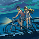 girls on bicycle near the sea Chrome extension download