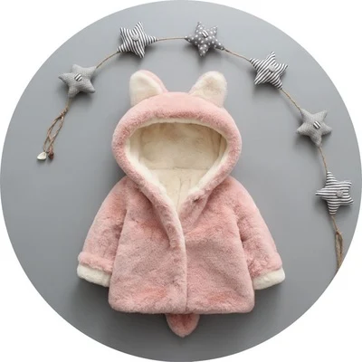 Nueva chaqueta infantil de otoño e invierno con forro de terciopelo y pelo de conejo, engrosada, estilo coreano, ideal para niños pequeños.