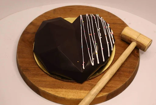 Dark Chocolate Heart Shaped Pinata Cake