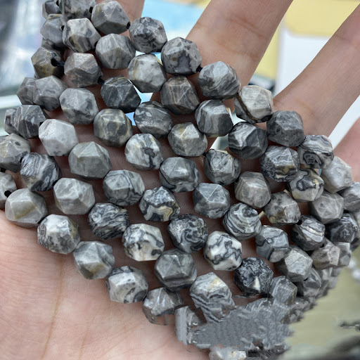 Title 4, Faceted Map Stone Loose Bead Bracelet, a unique...