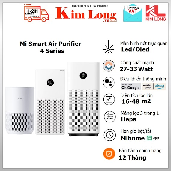 Máy Lọc Không Khí Xiaomi Mi Smart Air Purifier 4 I 4 Lite I 4 Compact I 2C Khử Mùi, Diệt Khuẩn, Lọc Bụi Siêu Mịn Pm 0.3