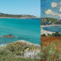 Cammino al mare tra campi di grano a Pouville - C. Monet di 