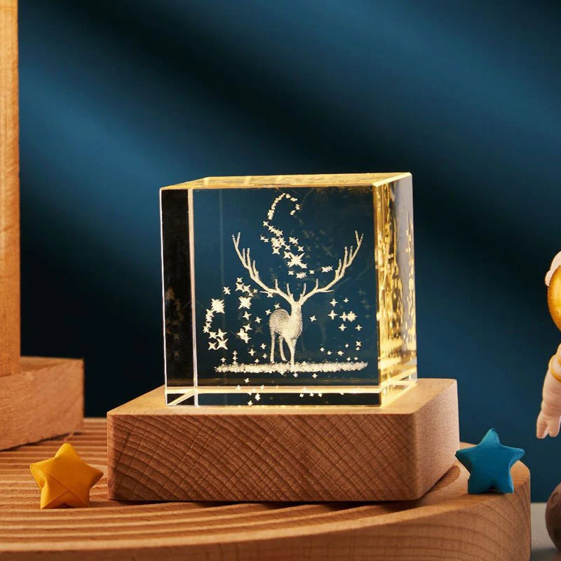 Title 8, Lampe de chevet cube cristal 3D transparent, dé...