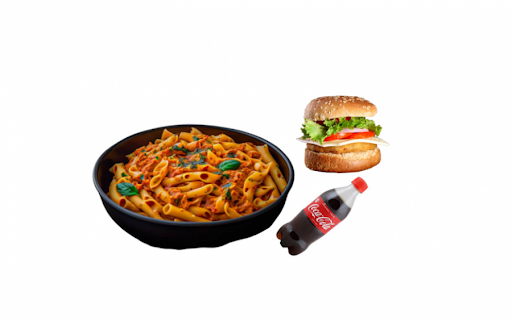 Chicken Tandoor Pasta [Red Sauce] & Chicken Burger Combo