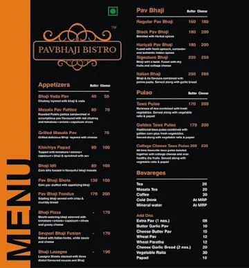 Pavbhaji Bistro menu 