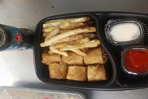 French Fries With Spring Roll And Coke