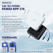 Sạc Dự Phòng 15000Mah Có Đèn Led - Sạc Dự Phòng Đa Năng 22.5W Tích Hợp Cốc Sạc - Remax Rpp 276