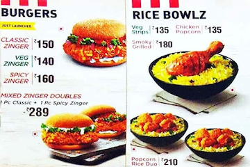 KFC menu 